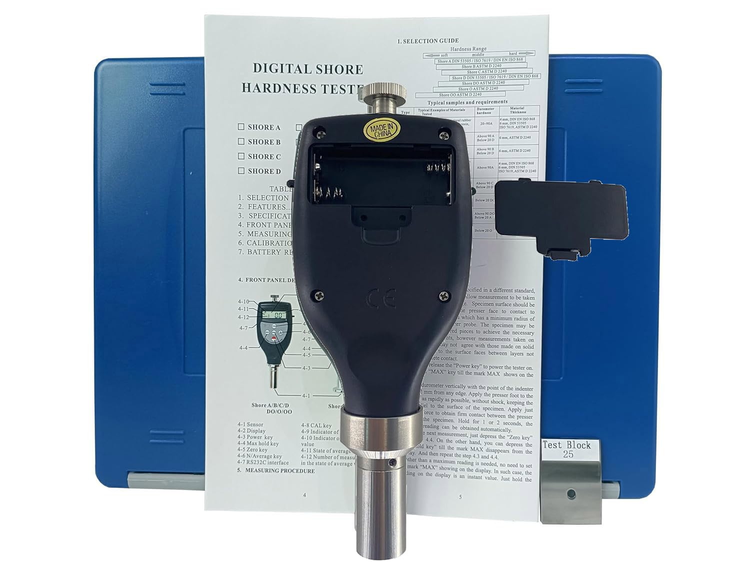 Digital Shore OO Hardness Tester Durometer - 10-90HOO Range for Soft Rubber & Elastic Materials | Portable Rubber Hardness Sclerometer for Quality Control, Manufacturing & Material Testing