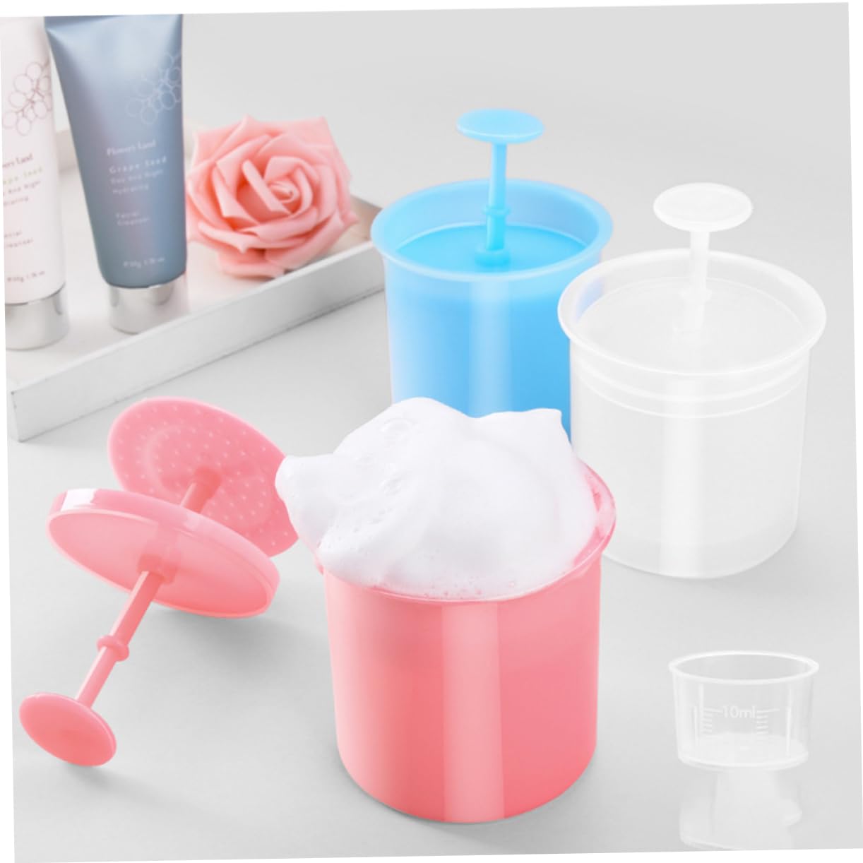 3pcs Plastic Facial Bubbler Maker - Portable Body Wash Bubble Tool for Face & Skin Care | Random Colors | Perfect for Spa, Bath Time & Kids Play