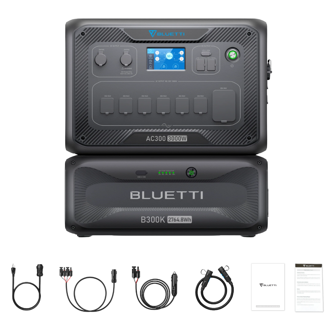 BLUETTI AC300 + B300K Solar Power Station | 3000W 3072Wh Home Battery Backup System for Emergency Power, Camping & Off-Grid Living