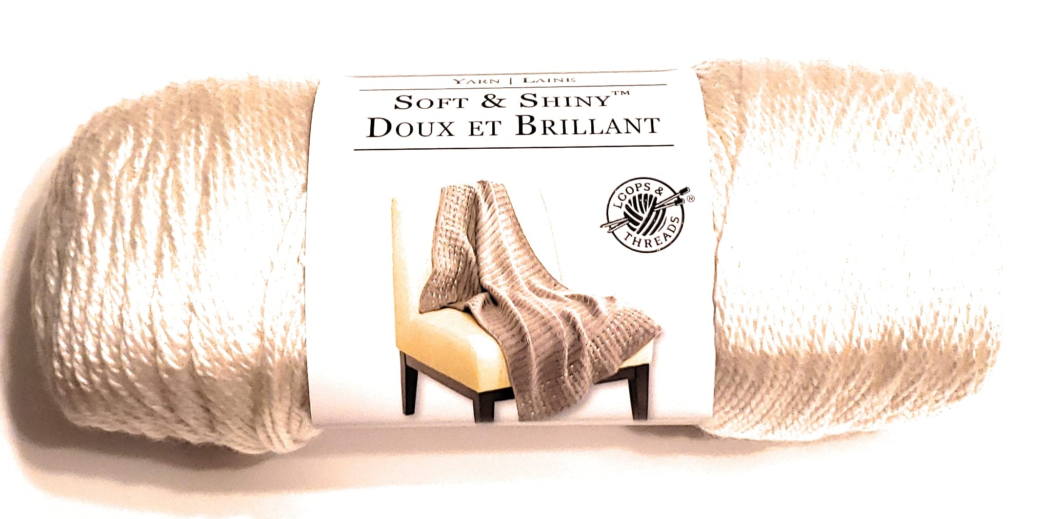 Loops & Threads Soft & Shiny Yarn - 6oz Cream Color Knitting & Crochet Yarn for DIY Crafts, Baby Blankets, and Scarves