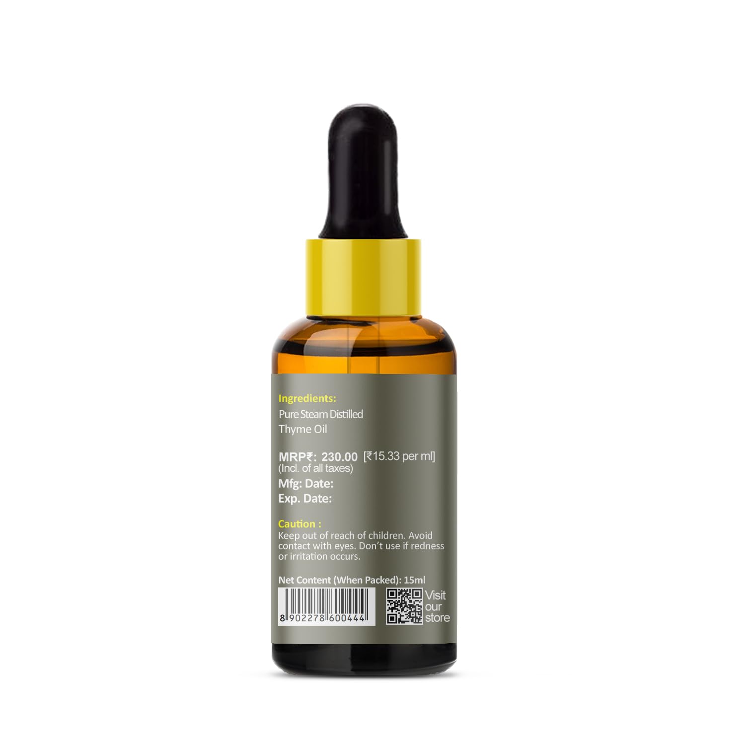 PRZ Pure Natural Thyme Essential Oil - 100% Therapeutic Grade for Aromatherapy, Skin & Hair Care, 15ml - Perfect for Diffusers, Massage & DIY Beauty Products