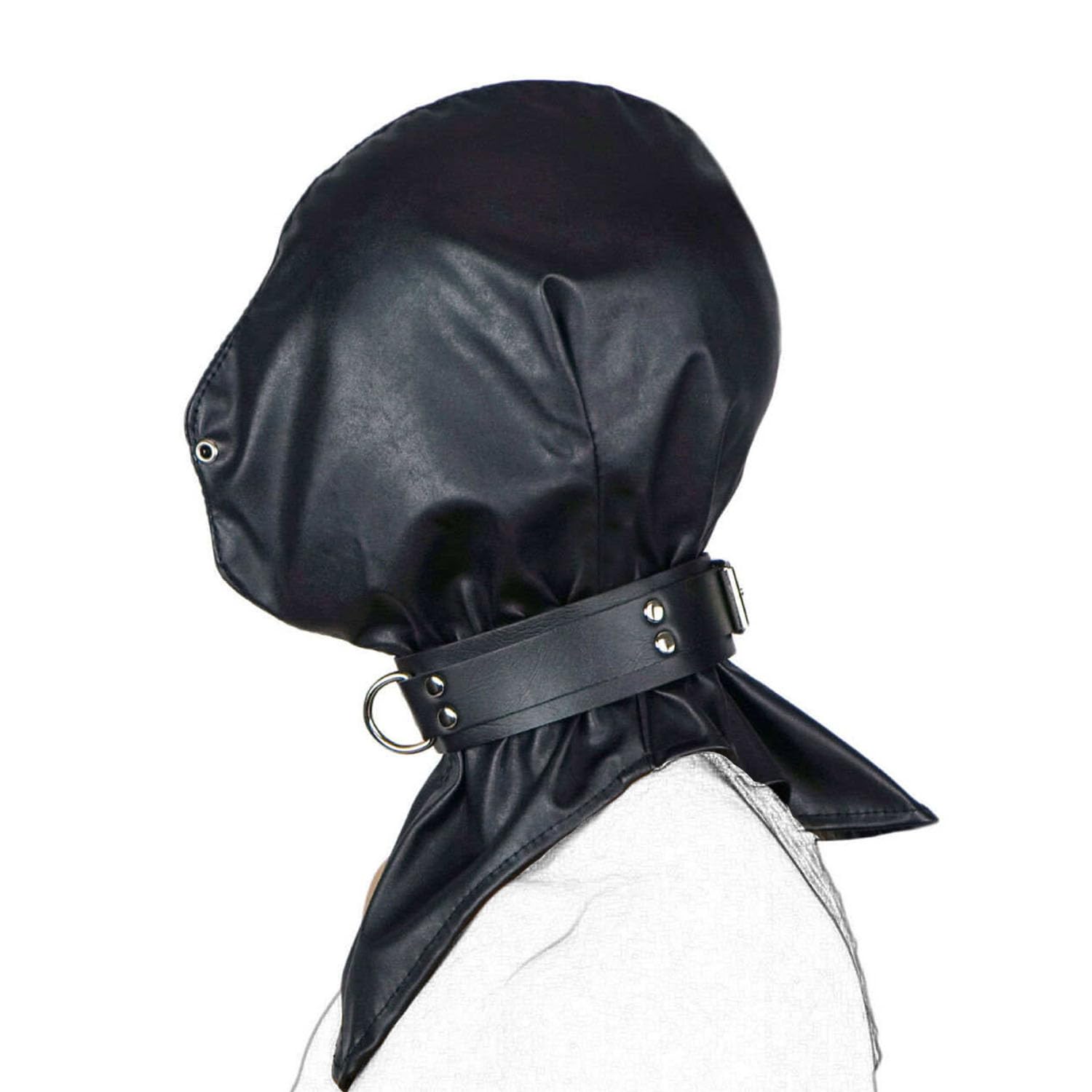 BDSM Bondage Hood - Adjustable Leather Blindfold Mask with Collar for Sensory Play | Fetish Head Cover for Adults | SM Restraint Gear for Roleplay & Sensory Deprivation