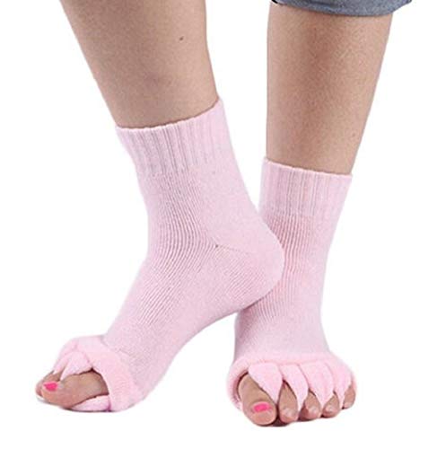 SamGreatWorld Pink Toe Separator Socks - Foot Alignment & Bunion Relief Socks for Yoga, Gym & Massage | Improves Circulation & Reduces Pain | Perfect for Post-Workout Recovery & Relaxation at Home
