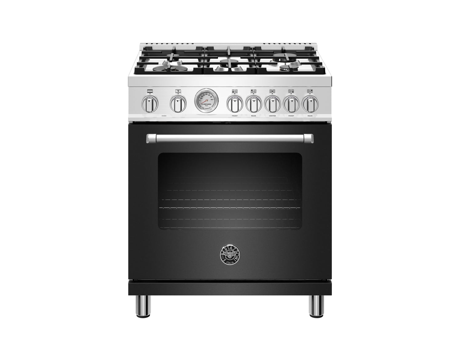 Bertazzoni MAST305DFMNEE 30 Inch Dual Fuel Range with 5 Sealed Burners & Electric Oven - Matte Black Finish | Perfect for Modern Kitchens, Home Chefs & Gourmet Cooking