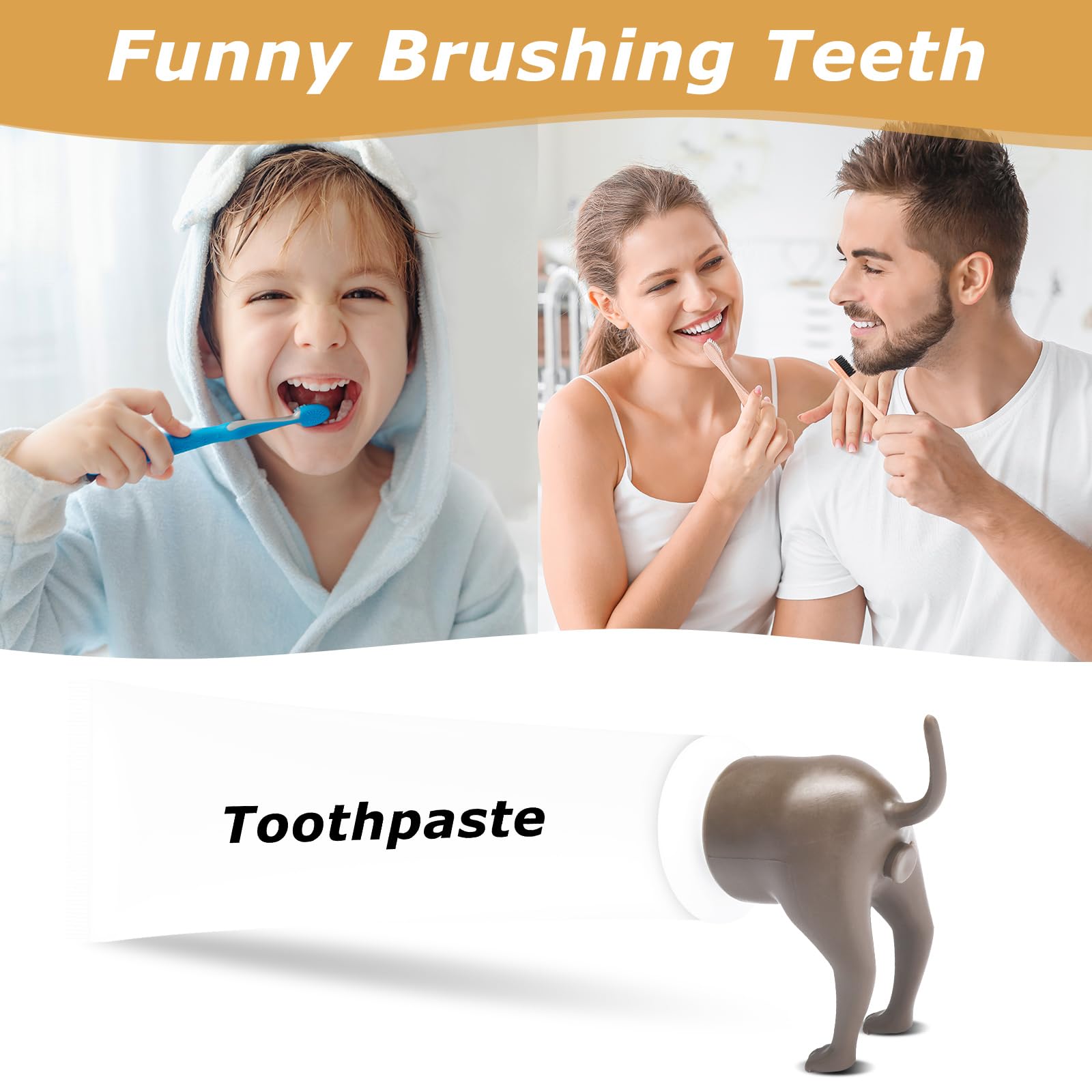 2 Pack Silicone Dog Butt Toothpaste Toppers - Fun Dog Toothpaste Dispenser for Bathroom Accessories & Pet Gifts - Perfect for Family, Friends & Pet Lovers (Great for Brushing Dog Teeth & Funny Bathroom Decor)