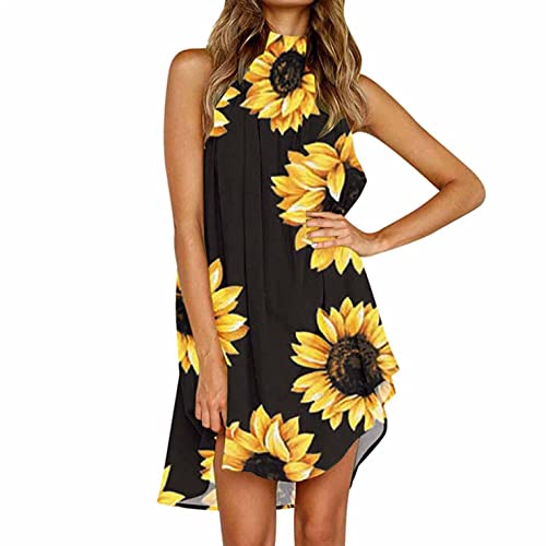 Stylish Women's Summer Casual Sleeveless Midi Dress - Halter Neck Flowy Sundress for Beach, Party & Vacation | Breathable Comfort for Outdoor Activities