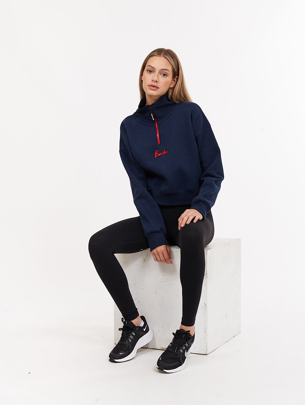 Rochelle Zip Mock Neck Crop Sweatshirt - Women's Casual Pullover Hoodie for Streetwear & Loungewear | Perfect for Everyday Wear, Gym & Coffee Dates