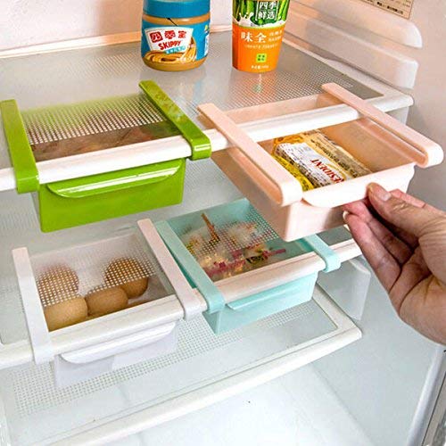 Pink Fridge Organizer Shelf - Kitchen Storage Rack for Refrigerator & Freezer - Space Saving Solution