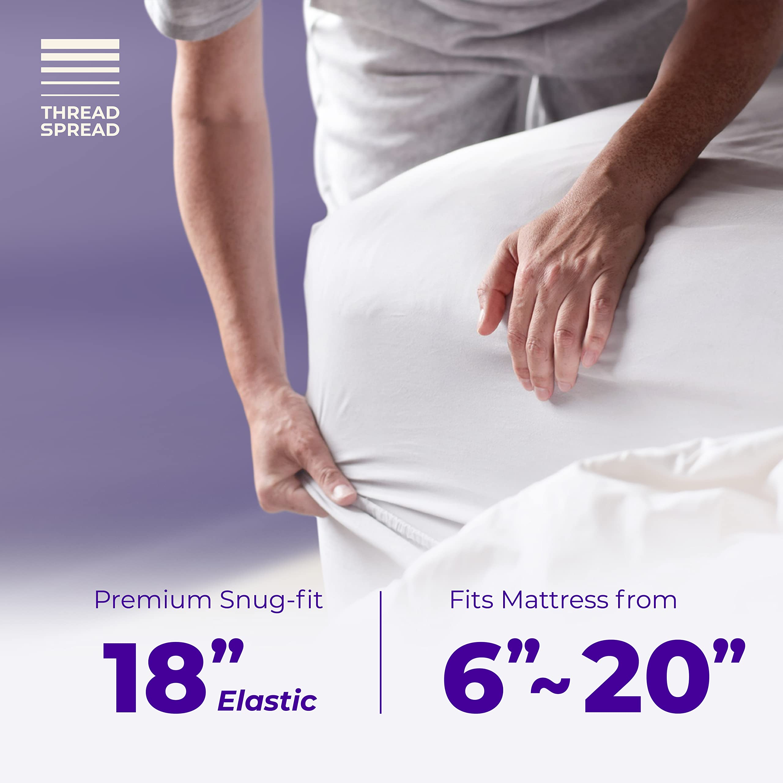 THREAD SPREAD Queen Cooling Mattress Topper - 100% Cotton Soft Fabric, Breathable Quilted Down Alternative Filling | Pillow-Top Design for Optimal Comfort & Temperature Regulation | Fits Queen Beds with Deep Pocket (16-18
