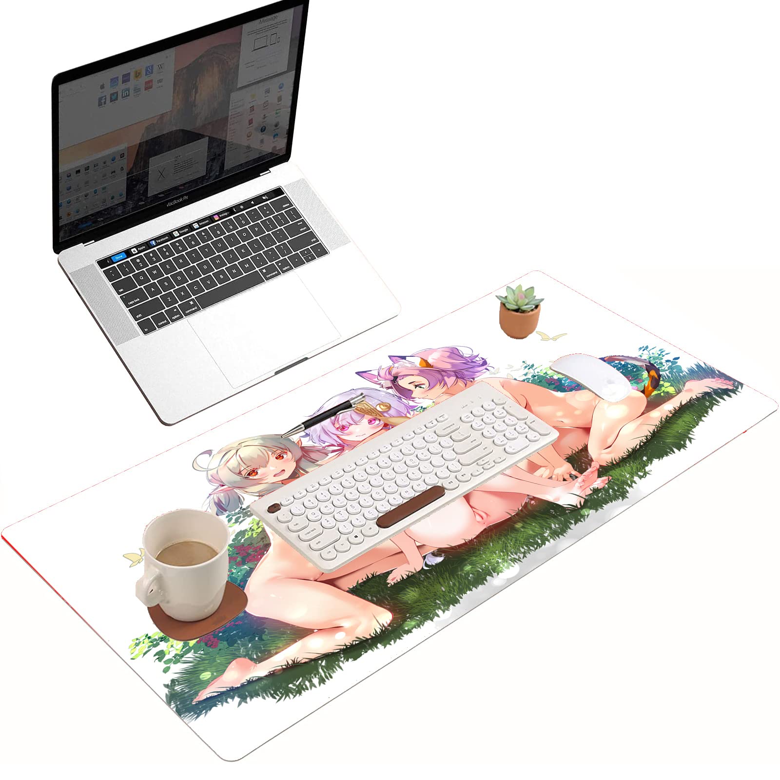 Anime Gaming Mouse Pad - XXL Non-Slip Desk Mat with Sexy Anime Girl Design (31.49x12 inches) for PC, Computer & Keyboard - Perfect for Gamers, Office & Home Workspace
