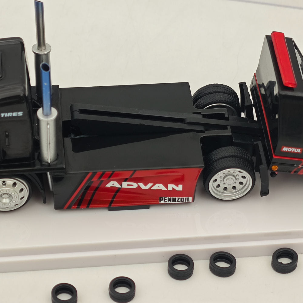 1:64 Scale SH Kamaz Spoon Sports Flatbed Tow Truck Black Diecast Model Car - Limited Edition Collectible for Display, Racing Games & Gift Giving