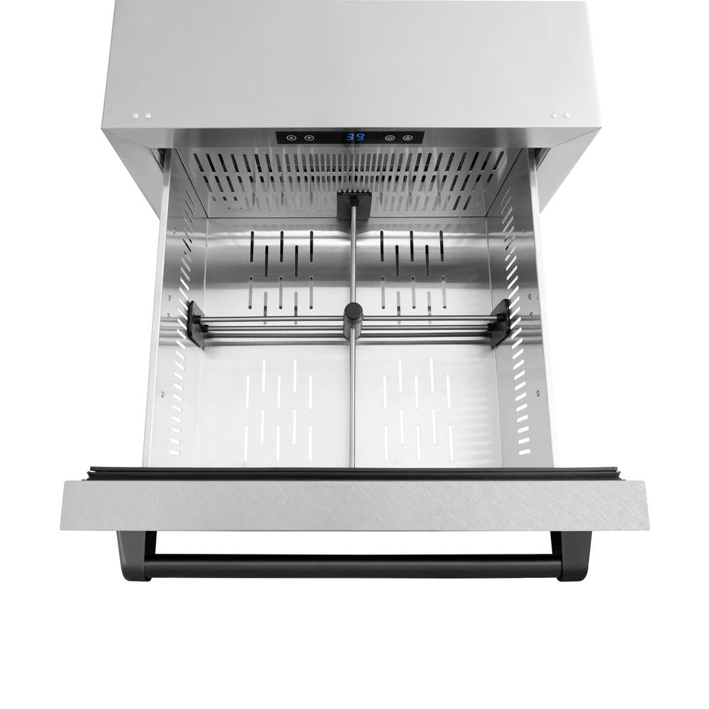 ZLINE Autograph Edition 24 Inch Touchstone 168 Can Outdoor Rated Dual Refrigerator Drawer - Stainless Steel Doors & Matte Black Handles (RDSOZ SN 24 MB) | Perfect for Outdoor Kitchens, Patio Bars & Entertaining Spaces