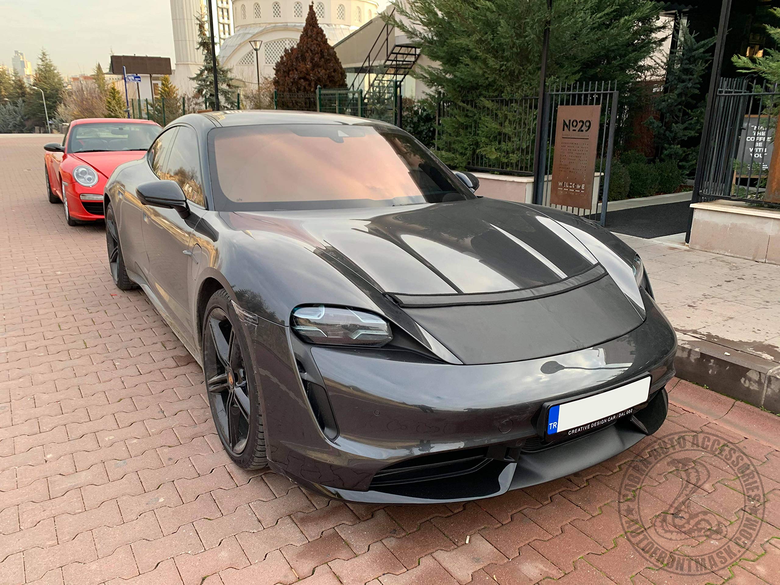 Porsche Taycan 2020-2021 Car Hood Bra - Premium Bonnet Protector Cover for Sports Cars - Perfect for Road Trips & Car Shows