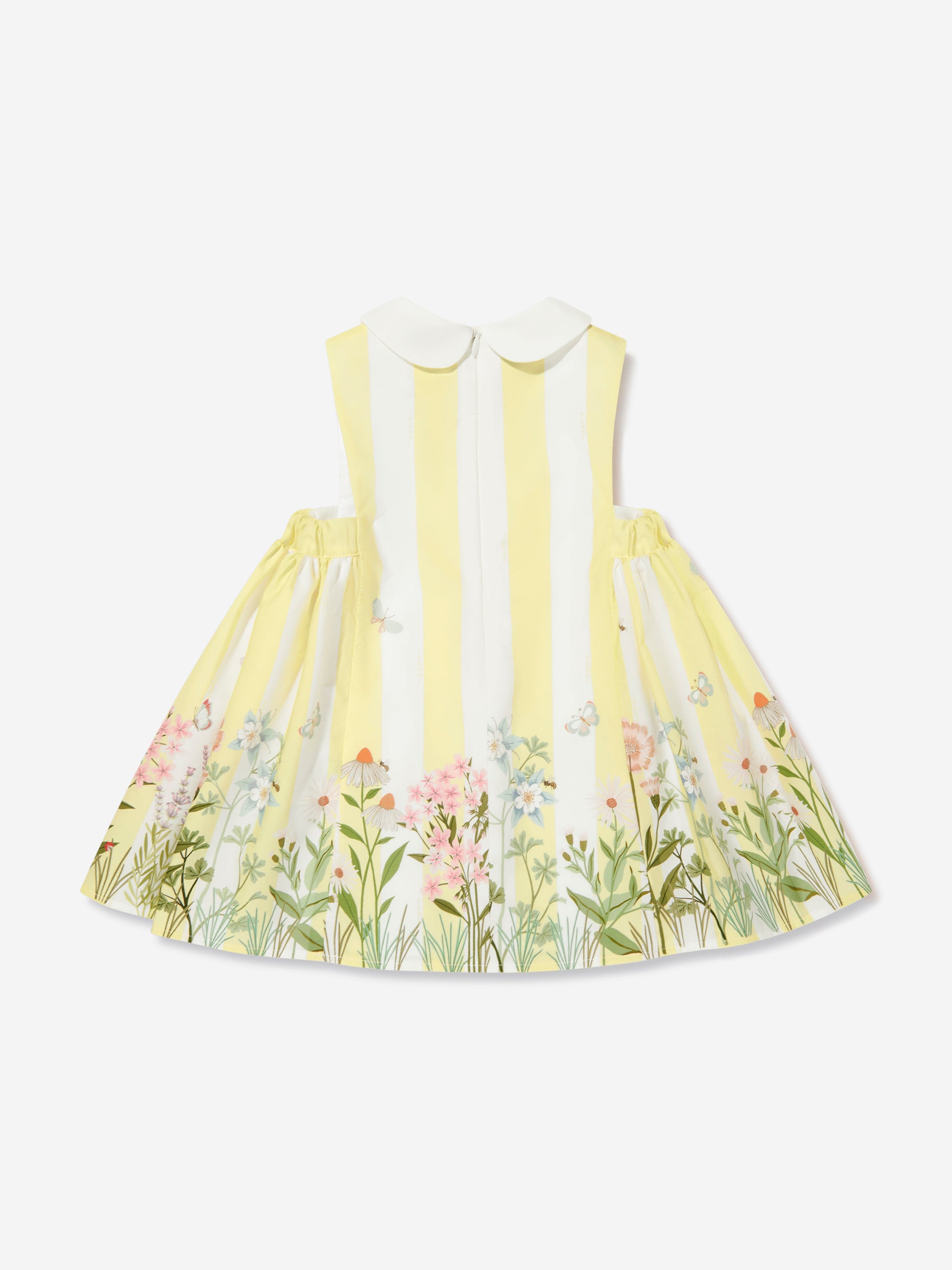 Yellow Striped Floral Baby Girls Dress - Perfect for Spring Outfits & Special Occasions
