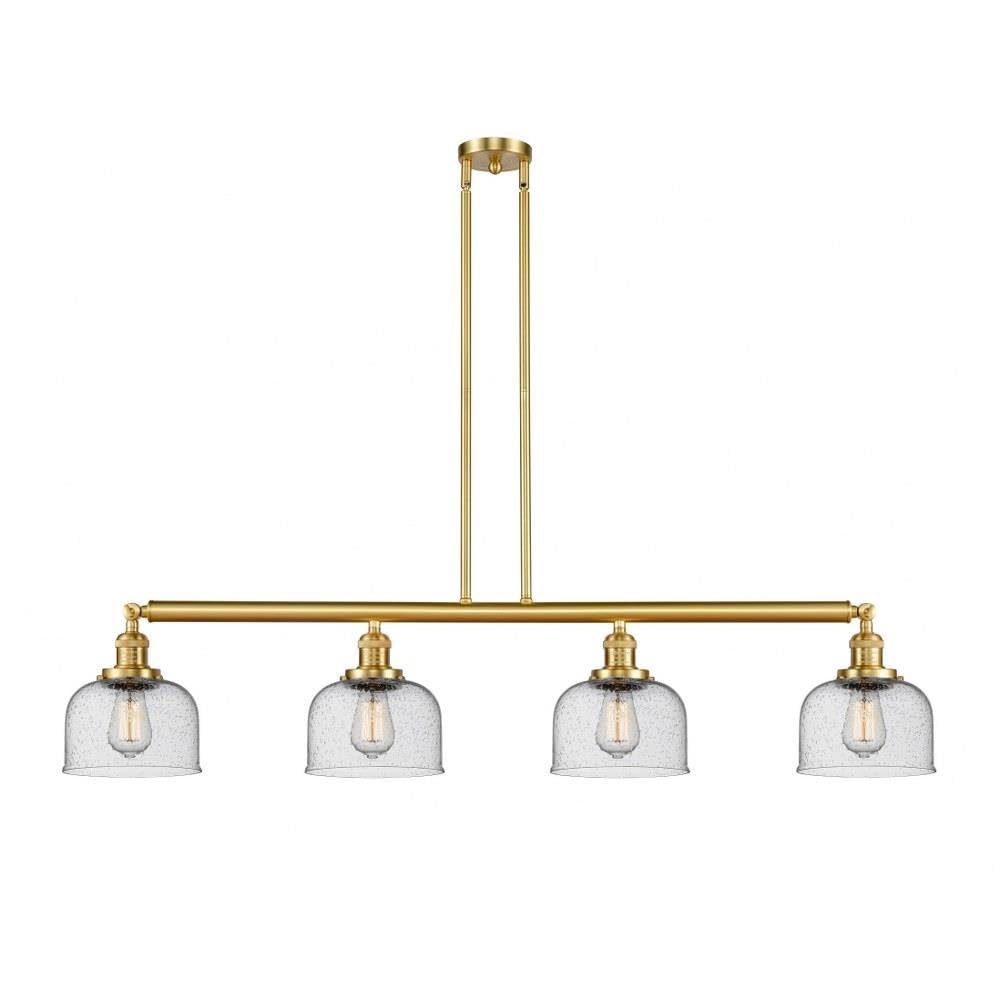 INNOVATIONS LIGHTING 214-SG-G74 Large Bell 4-Light Island Pendant Light - Perfect for Kitchen Island, Dining Room, and Modern Home Decor