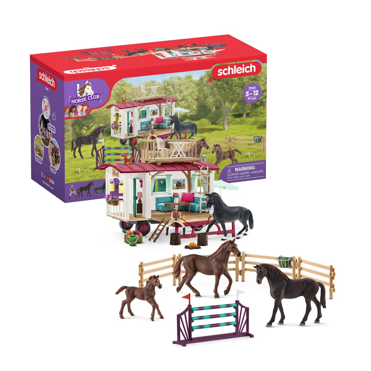 Schleich Horse Club Playset - 51-Piece Secret Training Horse Toy Set with Camper & Accessories | Realistic Horse Figures for Kids Ages 5+ | Perfect for Imaginative Play, Birthday Gifts & Collectors
