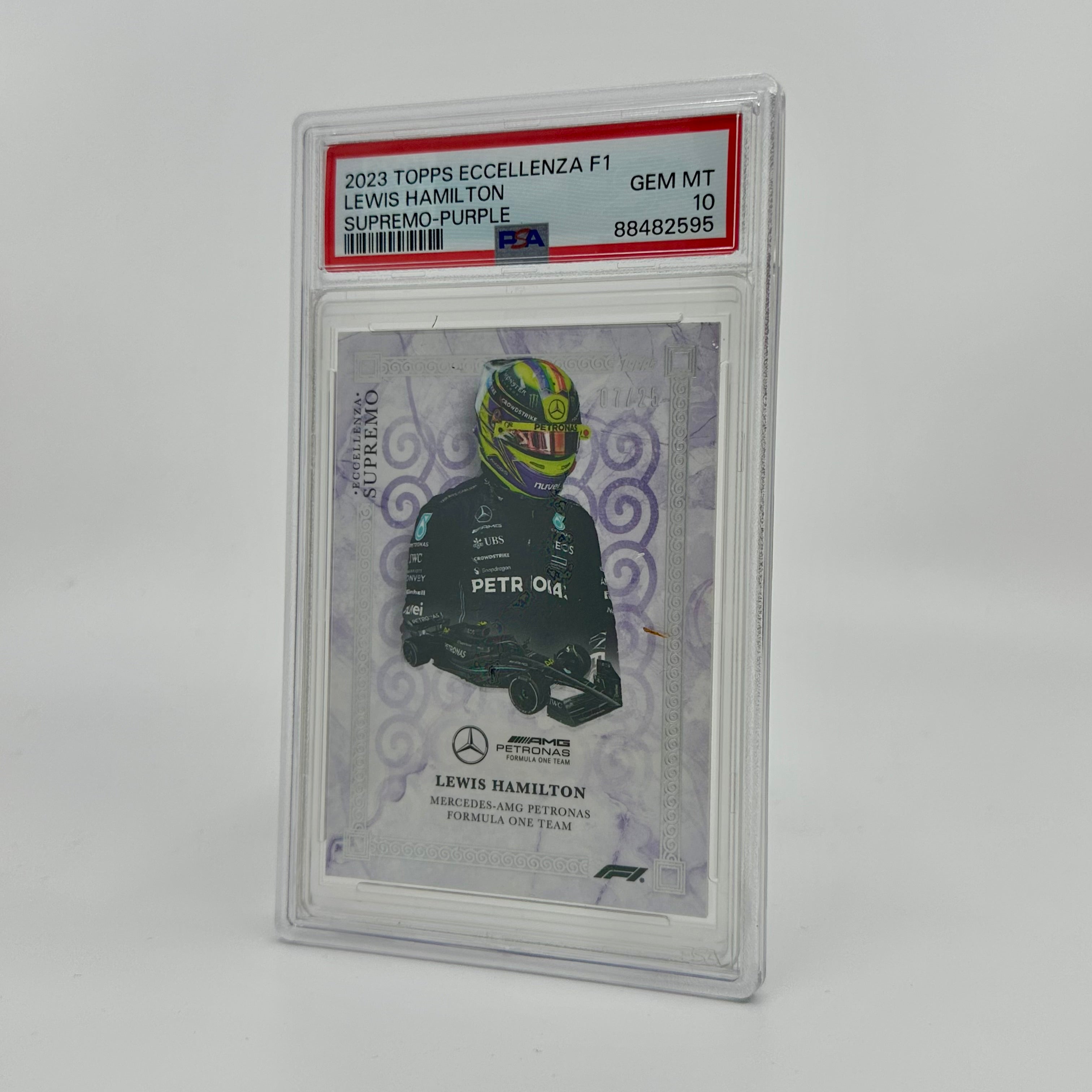 2023 Topps Eccellenza Supremo Lewis Hamilton Purple #7/25 PSA 10 Graded Card - Perfect for F1 Collectors, Sports Memorabilia Displays, and Investment Portfolios
