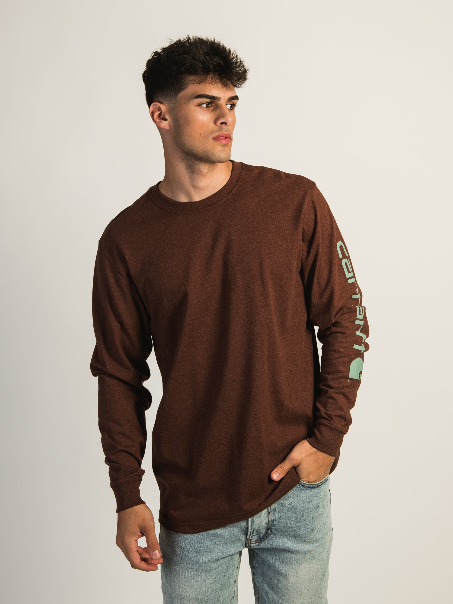 Carhartt Signature Long Sleeve T-Shirt for Men - Durable Workwear & Casual Wear - Perfect for Construction, Outdoor Activities & Everyday Use