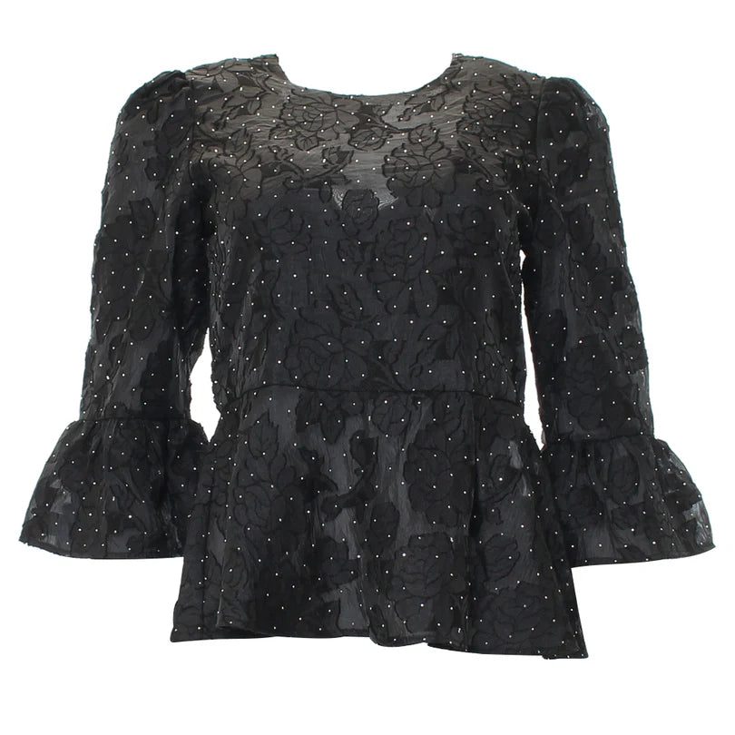 Alla Peplum Top for Women - Stylish Black Blouse for Casual & Party Wear - Perfect for Office, Date Night & Special Occasions