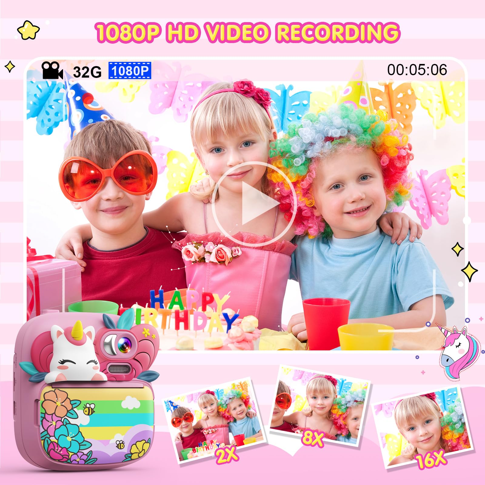 Kids Instant Print Digital Camera - Printable Photo Camera Toy for Children Ages 3-14 | Perfect Birthday Gift for Girls & Boys 4-13 Years Old | Fun for Parties, Travel & Creative Play