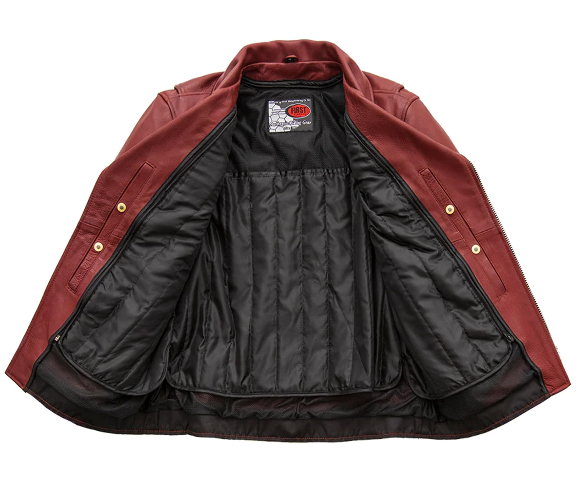 First Mfg Co Fillmore Men's Motorcycle Leather Jacket - Biker Riding Jacket for Men - Durable & Stylish for Harley, Cruiser & Road Trips