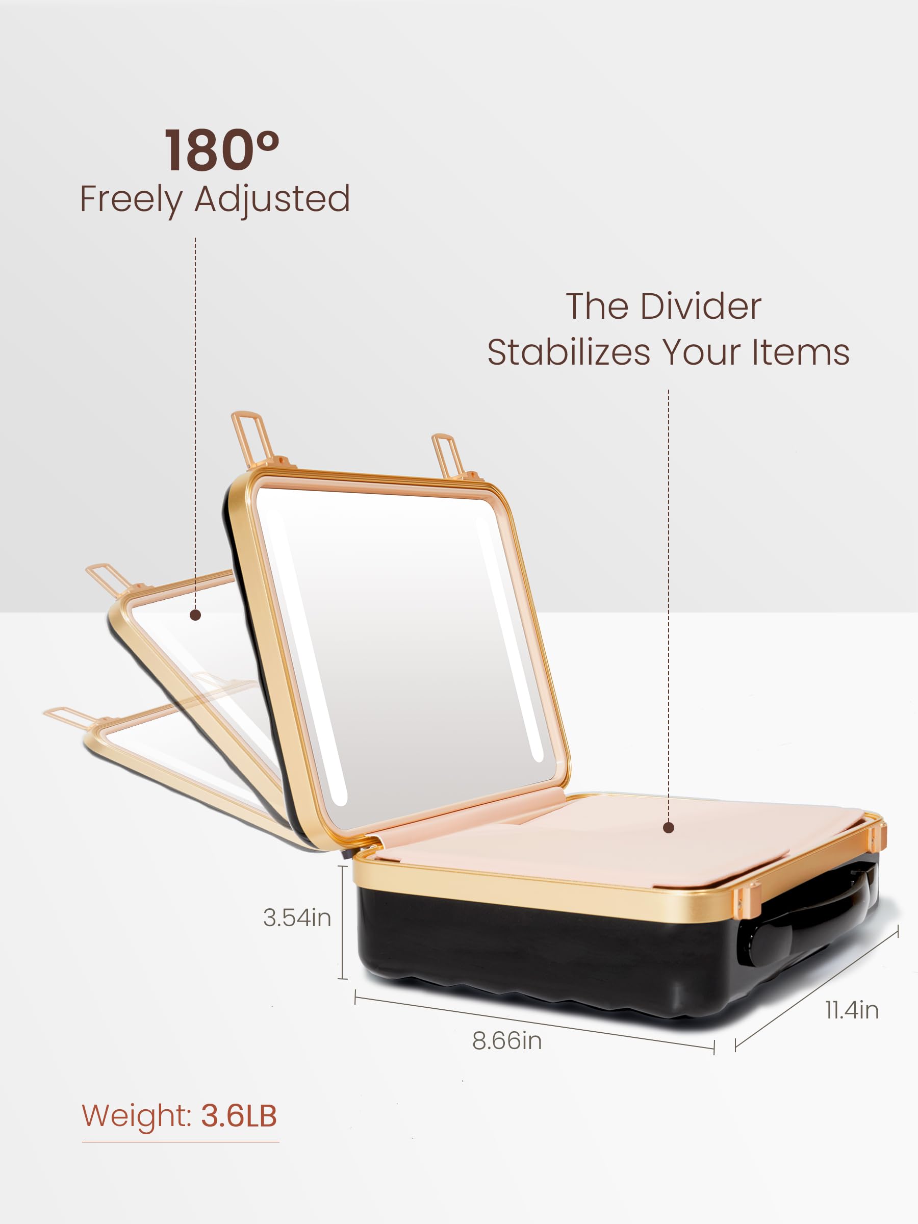Portable Lighted Makeup Case with 5X Mirror - Travel & Professional Organizer for Makeup Artists & Hairstylists