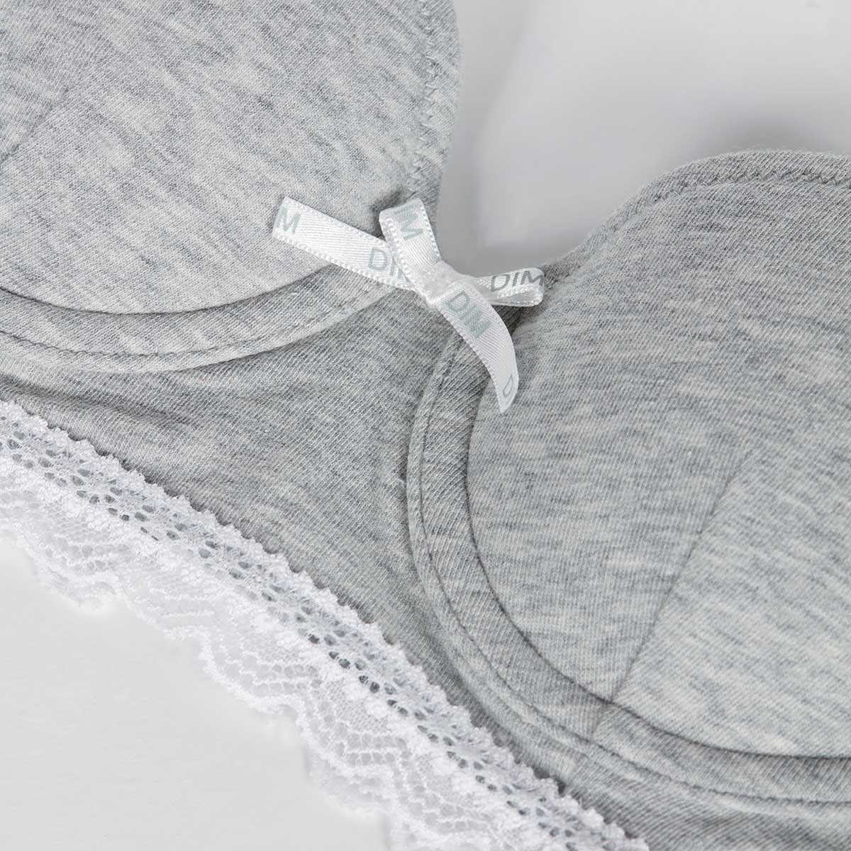 Trendy Grey Stretch Cotton Molded Cup Bra for Girls - Perfect for School, Sports, and Everyday Comfort