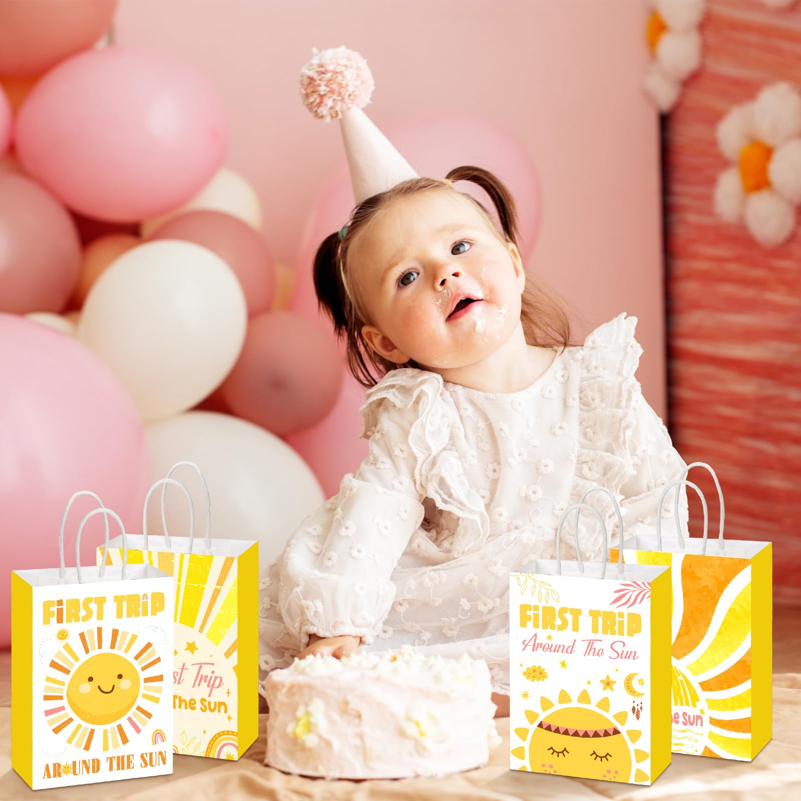 Glenmal 24pcs 1st Birthday Party Favors Bags - Boho Sun Decor for Kids
