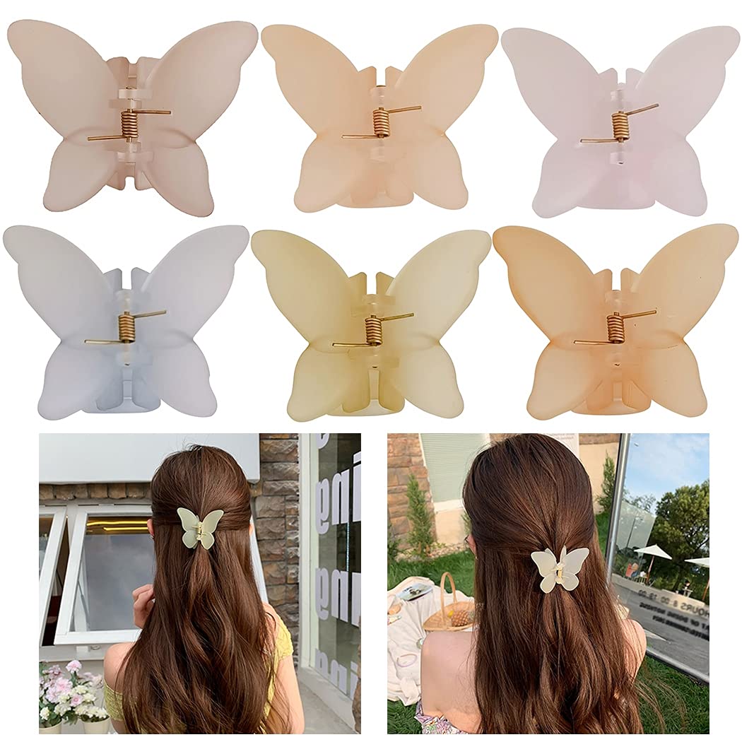 SalLady Matte Hair Claw Clips 6PCS - Non-Slip Butterfly Hair Clips for Women & Girls, Strong Hold Hair Accessories for Ponytail, Bun & Updo Hairstyles