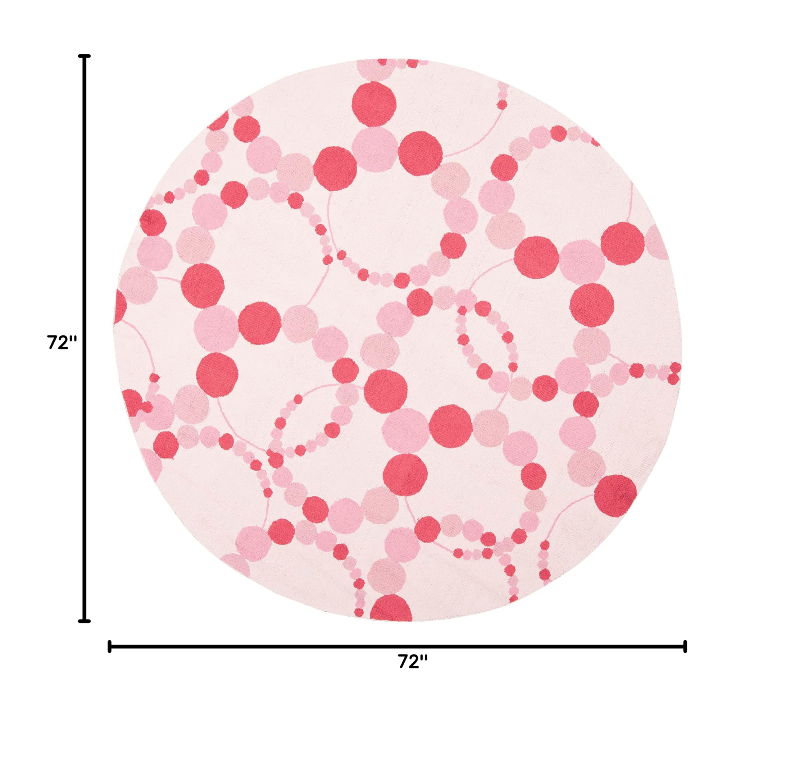 SAFAVIEH Kids Collection 6-Foot Round Ivory & Pink SFK214A Dots Cotton Area Rug - Soft Playroom Rug for Nursery, Bedroom, and Kids' Room Decor