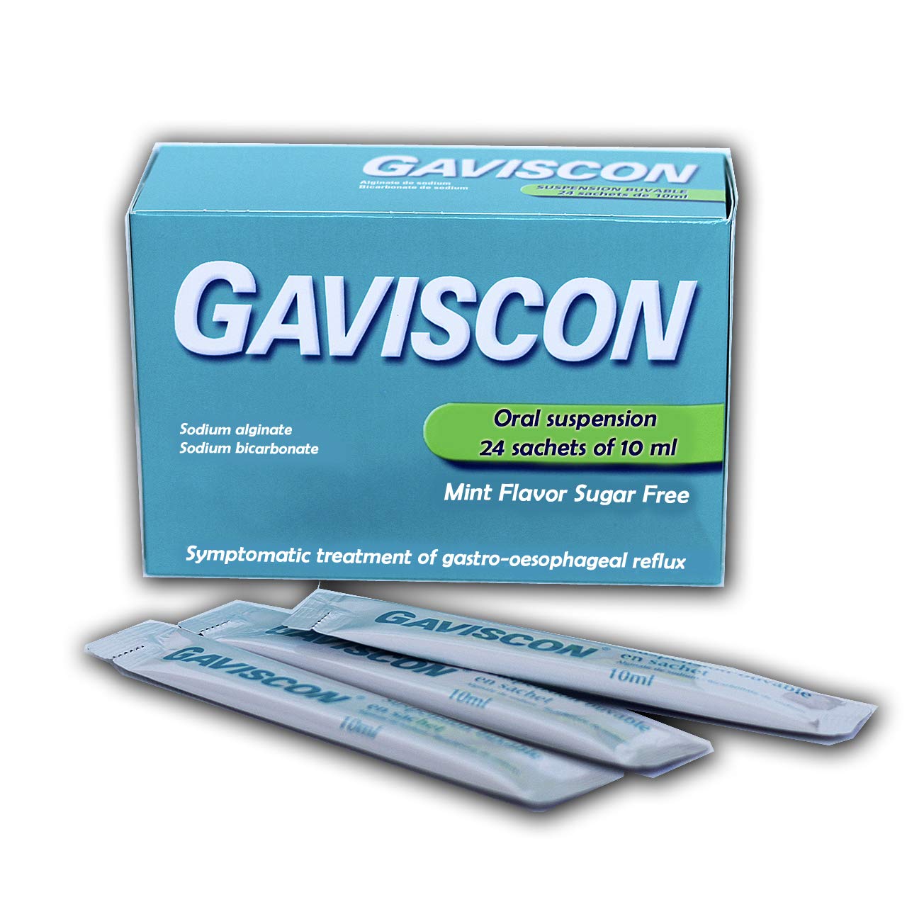Gaviscon Sugar-Free Liquid Antacid Mint Flavor - 24 Travel-Size Sachets (10ml Each) for Heartburn Relief & Acid Reflux - Perfect for On-the-Go, Work & Travel