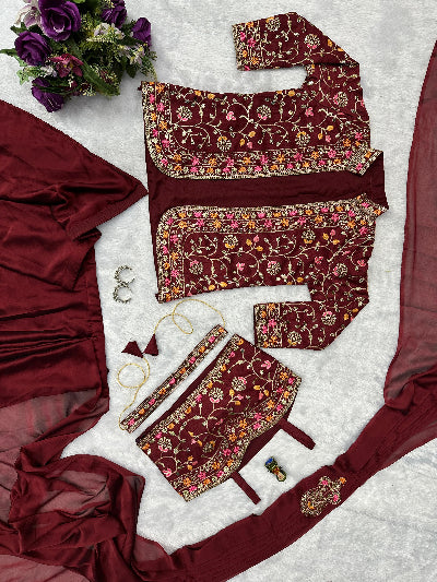 Stylish Ruby Indo Western Ready to Wear Saree Blouse & Koti Set - Perfect for Weddings, Parties & Festive Occasions