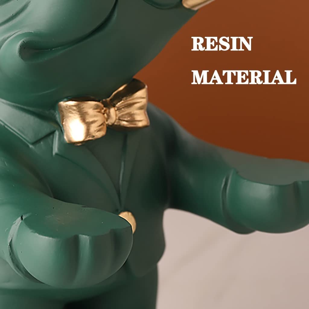LEIYAN Bulldog Statue Key Holder & Jewelry Dish - Resin Home Decor Tray for Entryway, Desktop, or Countertop - Organize Keys, Jewelry, Nuts, Snacks & Fruits - Perfect for Living Room, Bedroom, or Office Decor (Orange)