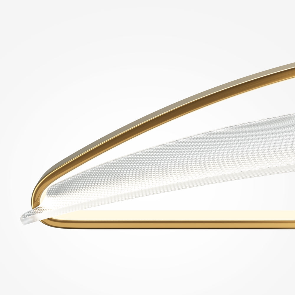 Modern Breeze LED Linear Pendant Light Fixture in Brass - Sleek Hanging Lighting for Kitchen Island, Dining Room & Office Spaces