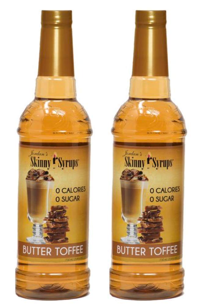 Sugar Free Jordans Skinny Traditional Syrups - 2 Bottles (750ml Each) Butter Toffee Flavor | Perfect for Coffee, Desserts & Cocktails | Low Calorie Sweetener for Healthy Lifestyle
