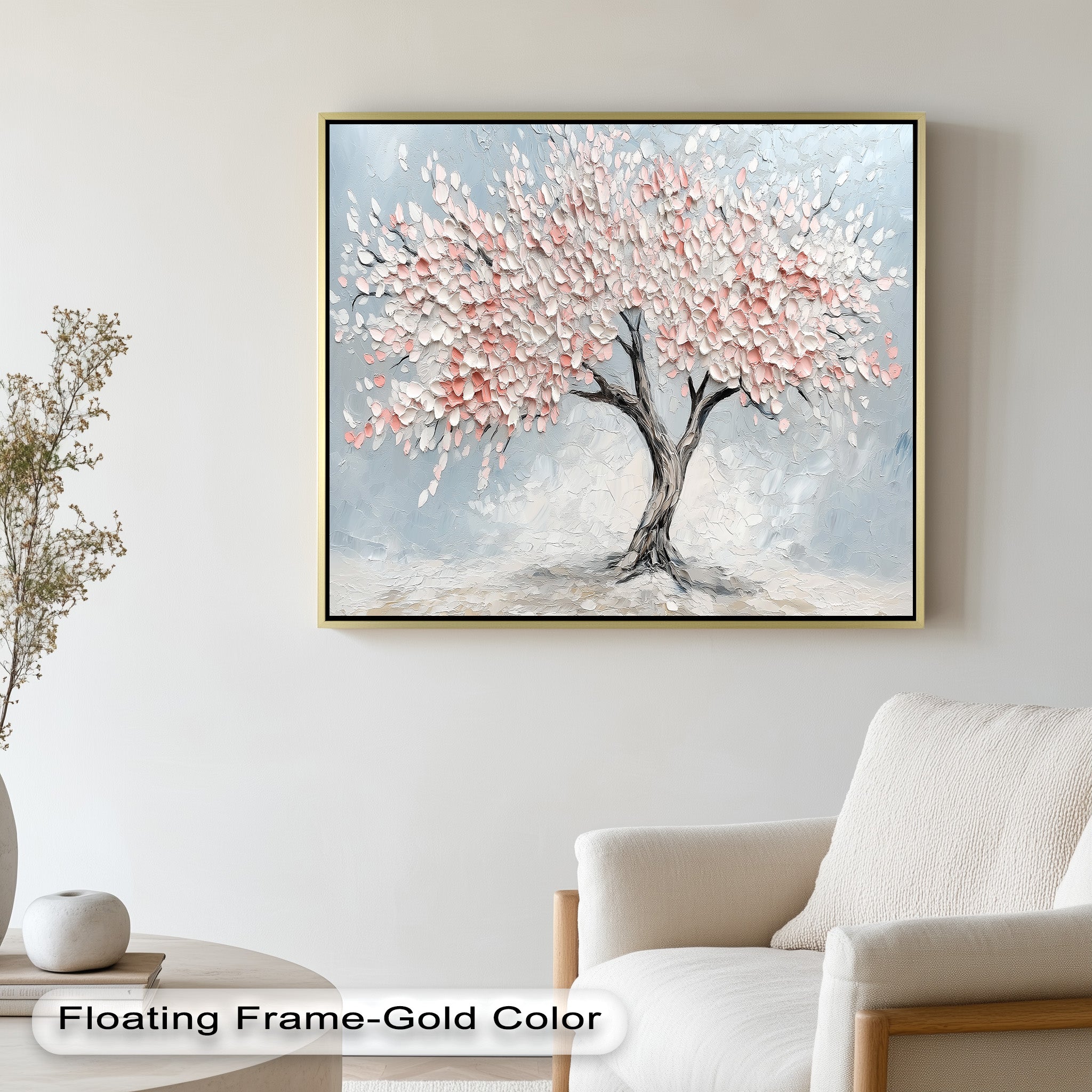 Blossoming Cherry Tree Floral Oil Painting - Handmade Canvas Art for Home Decor, Living Room, Bedroom & Office Wall