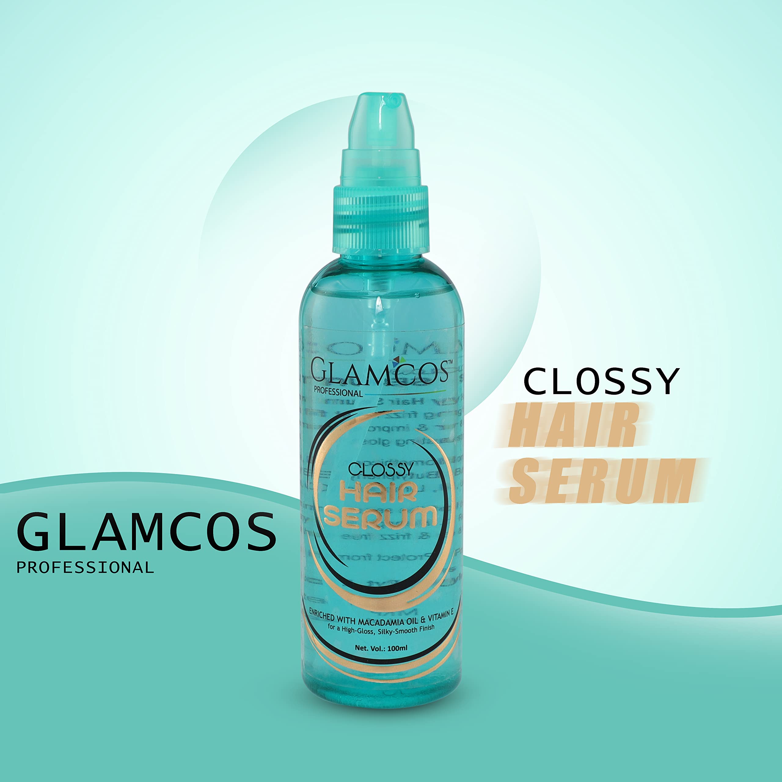 GLAMCOS Hair Serum for Women & Men - Frizz Control, Smooth & Shiny Hair Treatment with Argan Oil & Vitamin E - 100ml - Perfect for Daily Styling, Heat Protection & Damaged Hair Repair