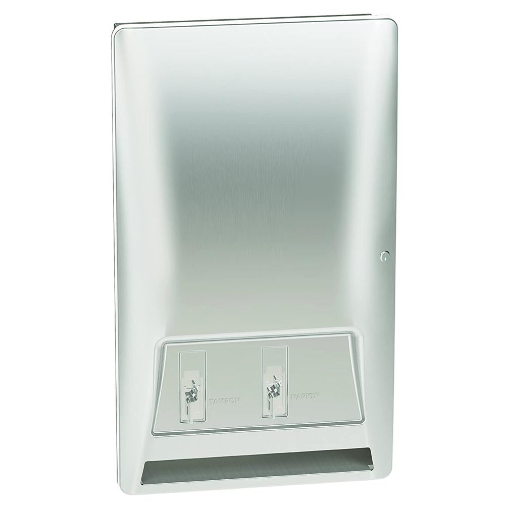 Bradley 4A20 00 Diplomat Recessed Satin Sanitary Napkin & Tampon Dispenser - Wall-Mounted Feminine Hygiene Solution for Restrooms, Schools & Offices