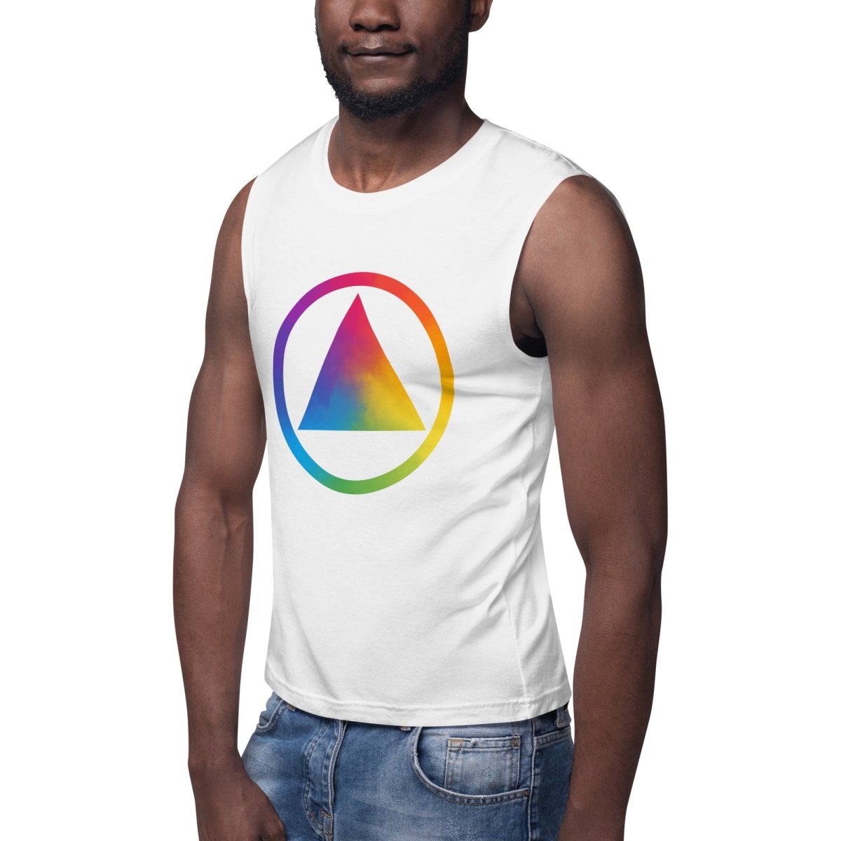 Rainbow Resilience Pride Men's Muscle Tank Top - LGBTQ+ Pride Workout Shirt for Gym, Running & Summer Activities