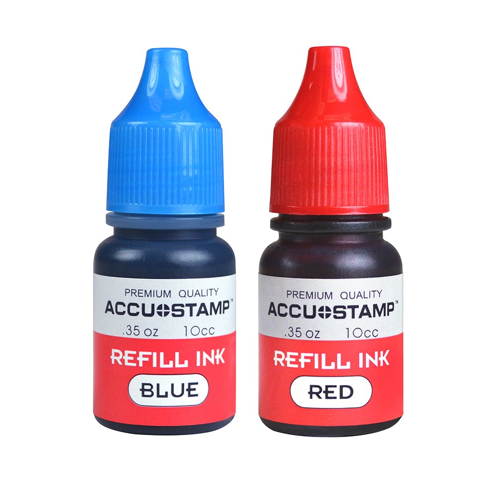 Premium Ink Refill Cartridges - Pre-Inked Stamp Pads with Red & Blue Ink for Office, School & Crafting Projects