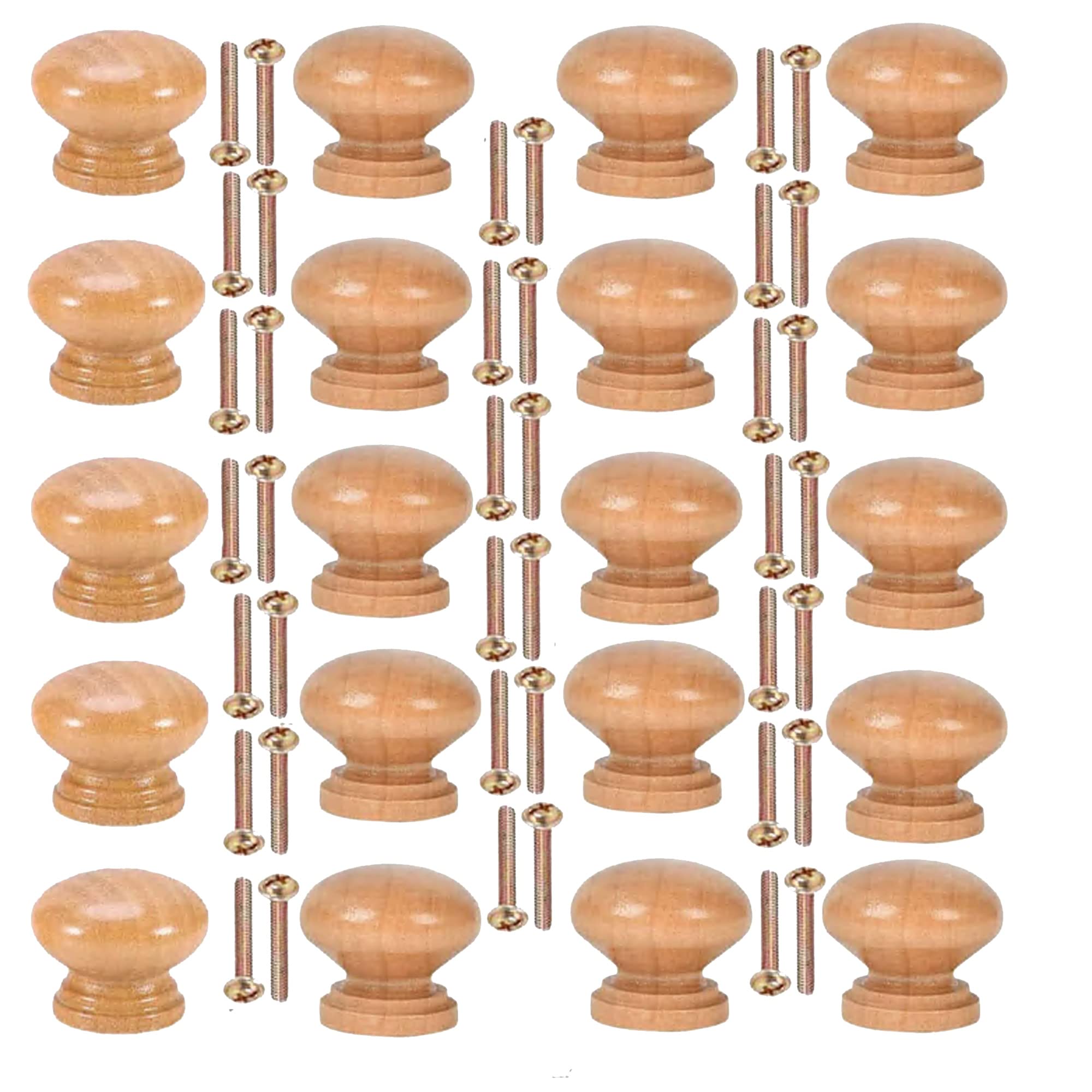 20pcs Round Wooden Cabinet Knobs - 28mm Furniture Drawer Pulls for Dressers, Cabinets & DIY Home Decor - Perfect for Bedroom, Kitchen & Bathroom Storage Organization