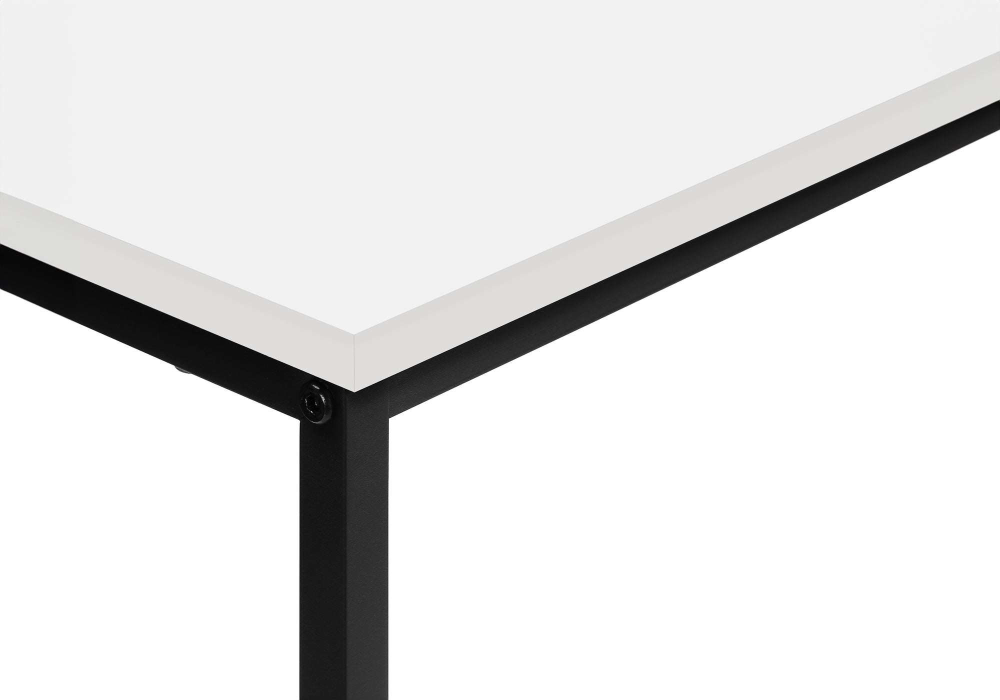 Modern White Laminate Accent Table with Black Metal Frame - Perfect for Living Room, Bedroom, or Office Decor