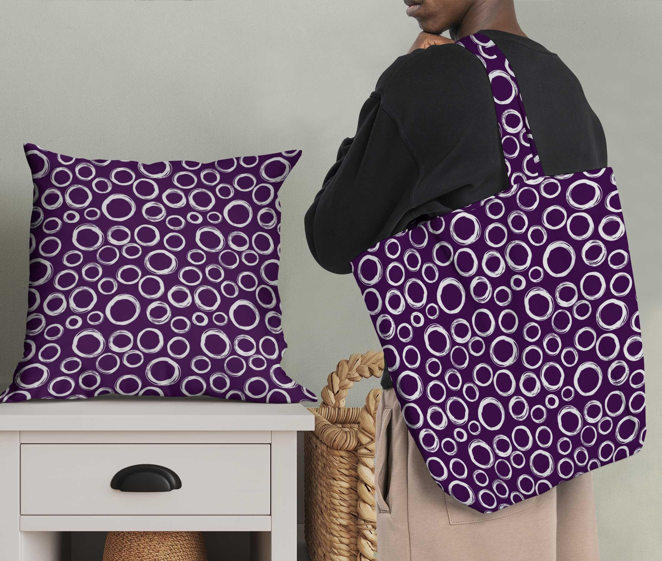 Soimoi Moss Georgette Purple Fabric by The Yard - 42 Inch Wide Geometric Printed Fabric for Dresses, Curtains & Home Decor | Circle & Oval Pattern Textile for DIY Sewing Projects