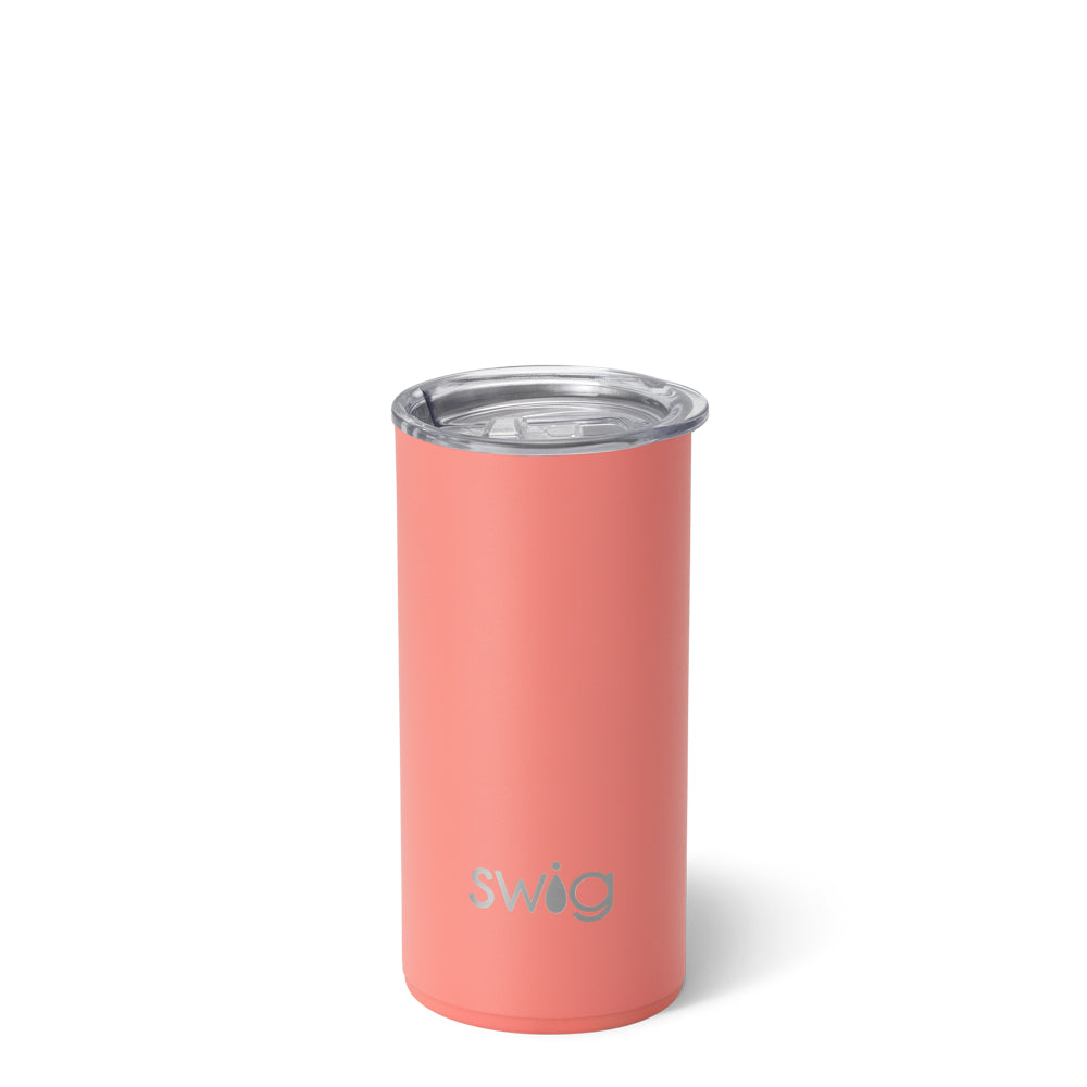 12oz Coral Slim Tumbler - Insulated Stainless Steel Water Bottle with Lid & Straw - Perfect for Gym, Office, Travel & Outdoor Activities