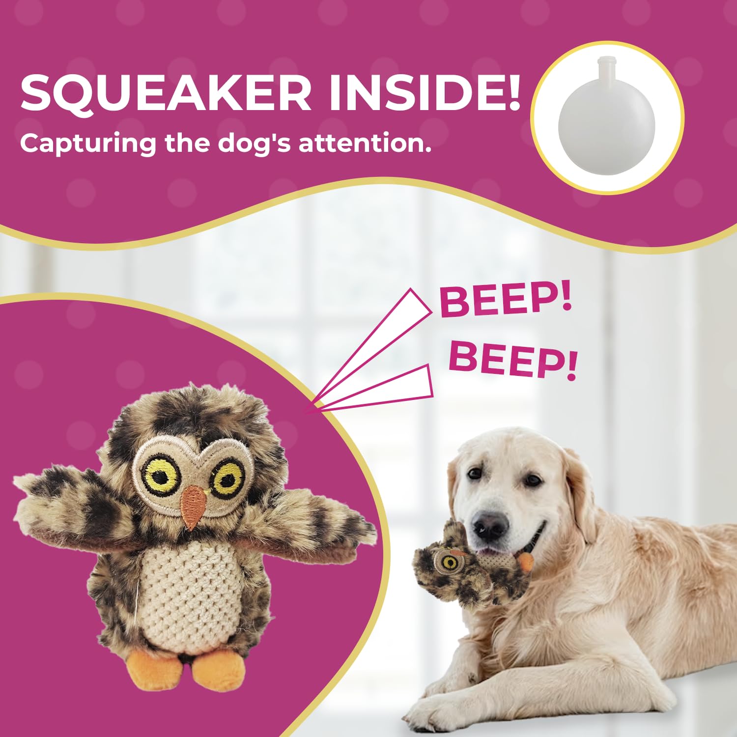 Interactive Plush Owl Hide and Seek Dog Toy with Squeaker - Fun Burrow Game for Small & Medium Dogs - Perfect for Indoor Play & Mental Stimulation (Tree with Owls, Medium Size)