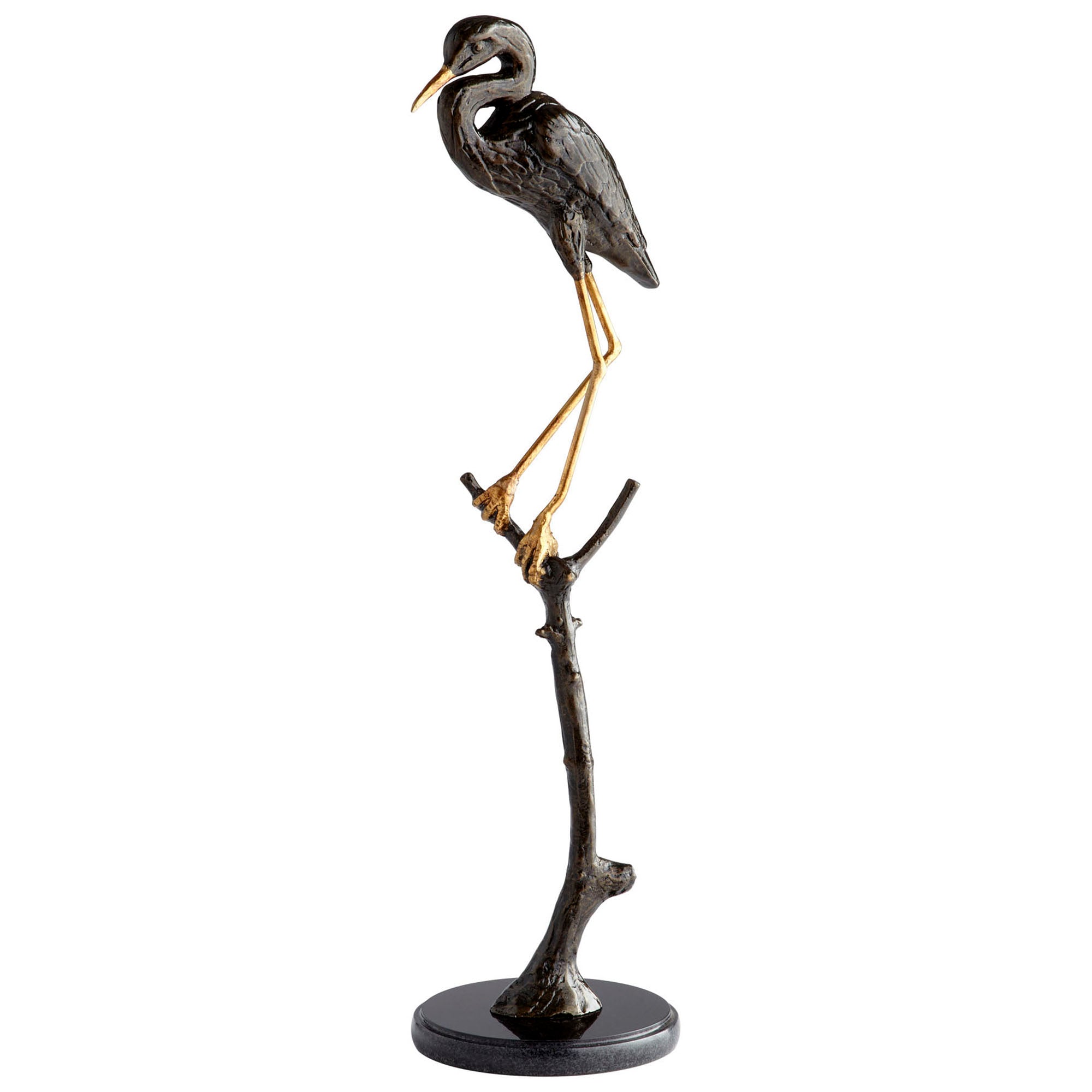 Cyan Design 08835 Midnight Avian Sculpture - Old World Style Gold Bird Statue for Home Decor, Office & Garden Accent