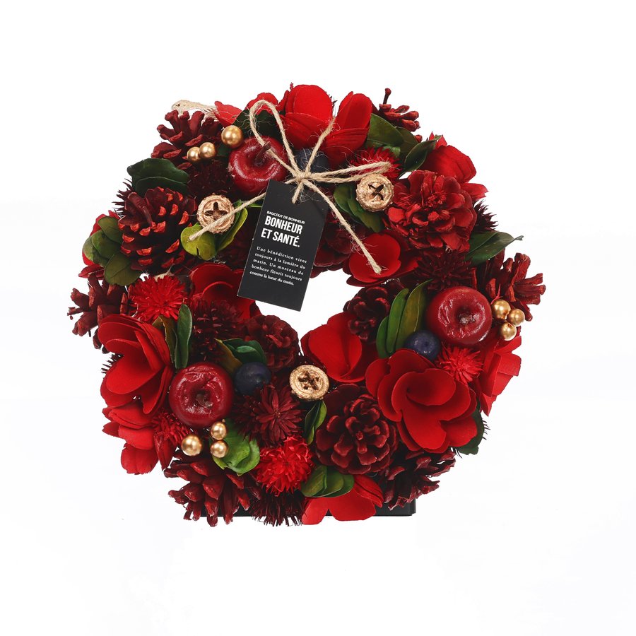 PASEO Christmas Wreath Medium Size Red - 240g Holiday Decoration for Front Door, Fireplace & Festive Home Decor