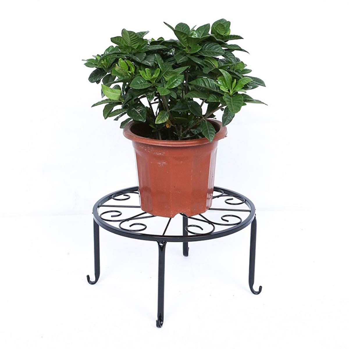 3 Pack Black Metal Plant Stands for 9 Inch Round Flower Pots - Indoor Outdoor Garden, Patio, Balcony Decor - Perfect for Succulents, Herbs, and Small Plants
