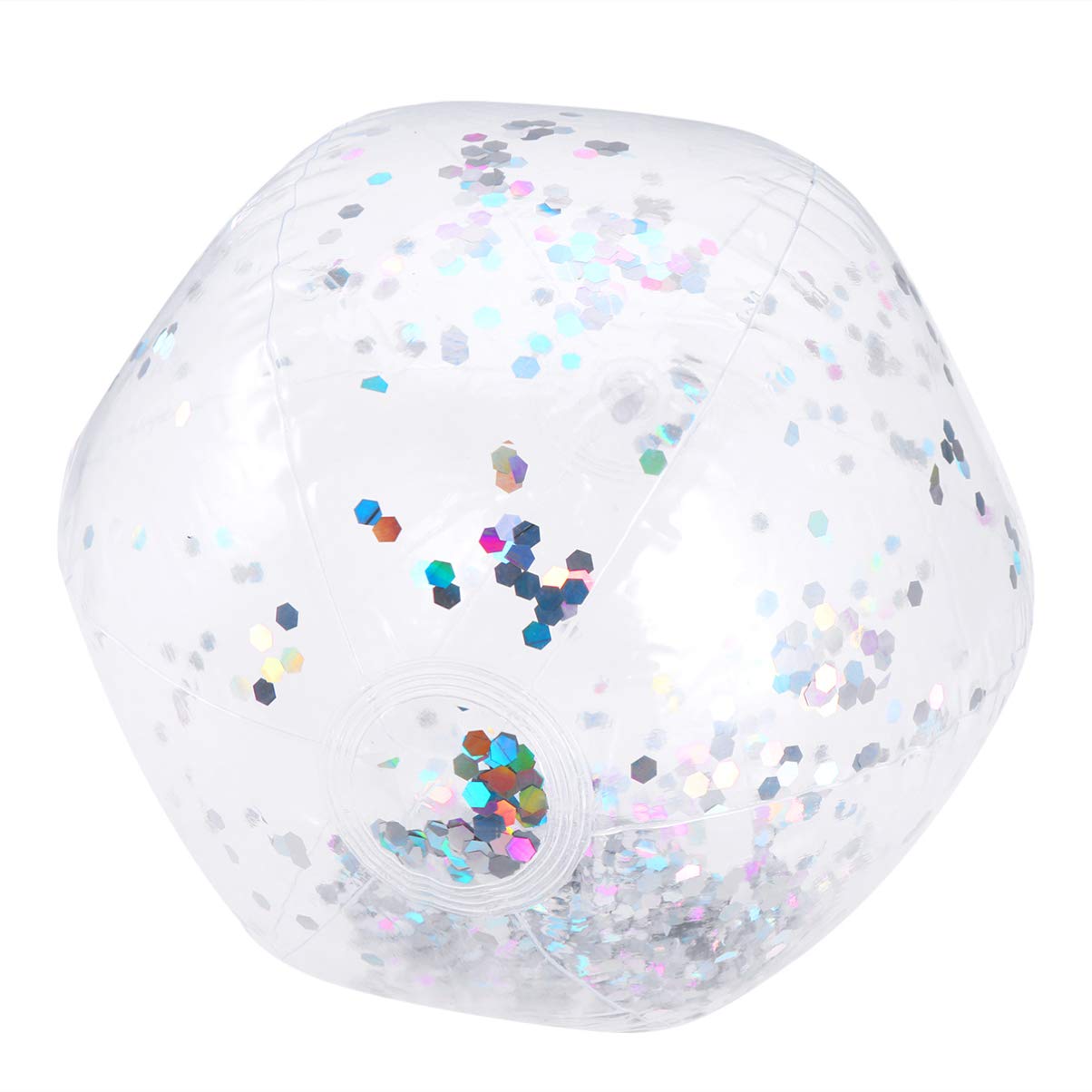 PRETYZOOM Inflatable Transparent Glitter Beach Ball - Jumbo Kids Pool Party Toy, Giant Clear Beach Balls for Summer Fun, Outdoor Water Play & Photo Props
