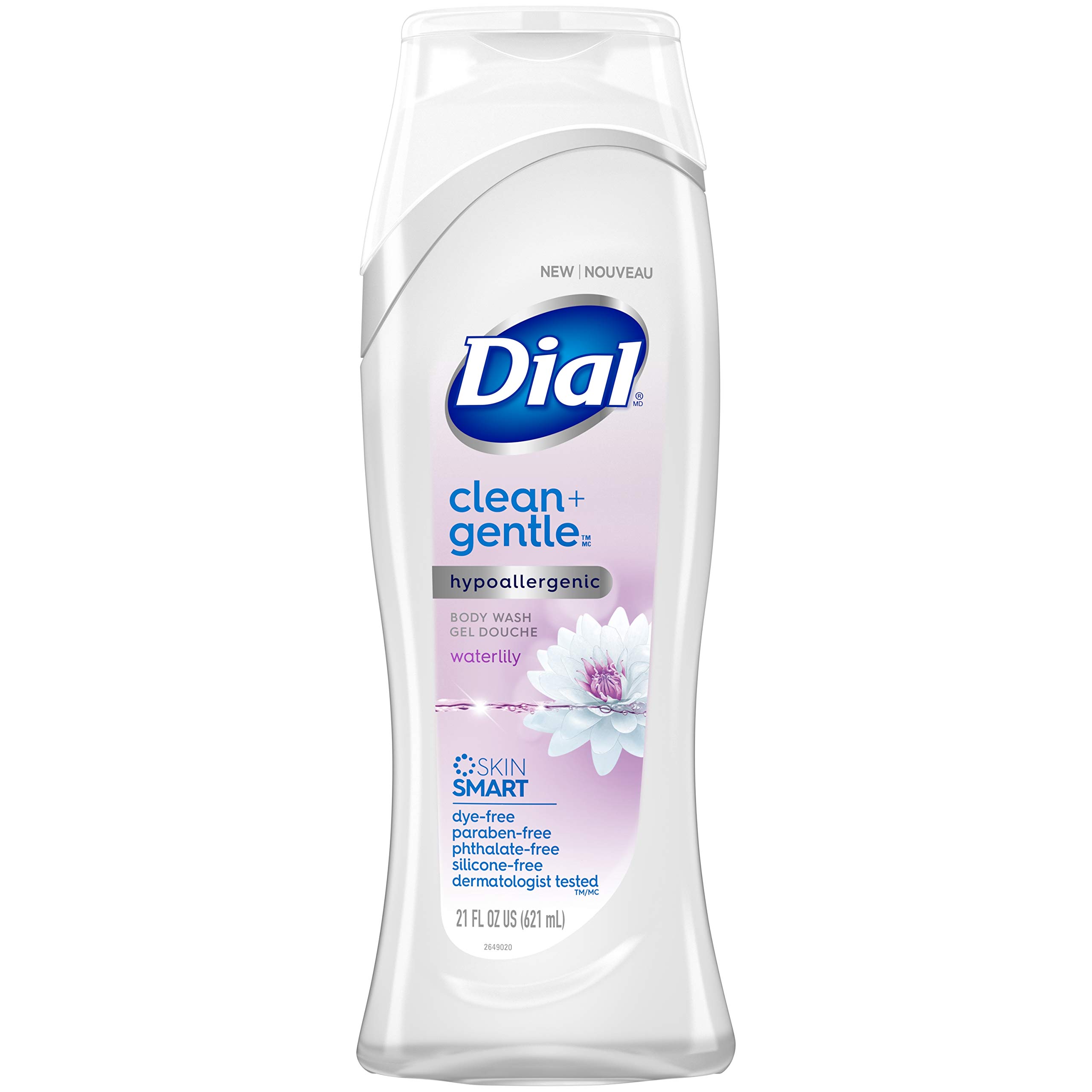 Dial Clean + Gentle Body Wash with Waterlily Scent - 21 Fl Oz | Hydrating & Soap-Free Formula for Sensitive Skin | Perfect for Daily Shower & Relaxing Bath Time